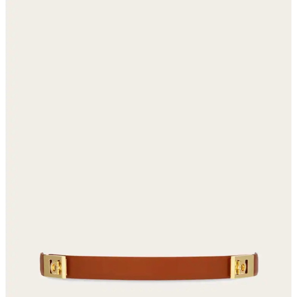 Salvatore Ferragamo Brown Belt with Gold Buckle
